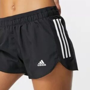 adidas Running Run It 3 inch 3 stripe shorts in black woman’s size medium